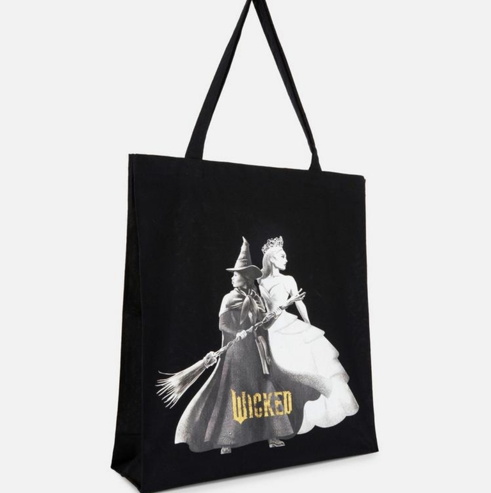 Wicked Glinda + Elphaba Cotton Tote (Black)